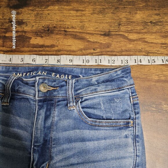 American Eagle Jeans 4 R Jegging Super Hi Rise Next Level Stretch Medium Light - Picture 8 of 13